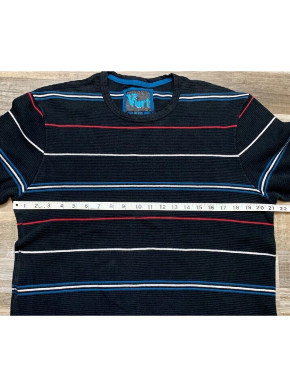 VURT Knit Sweater Mens Size XL Black Striped Long Sleeve Pullover Crew Neck - Picture 8 of 12